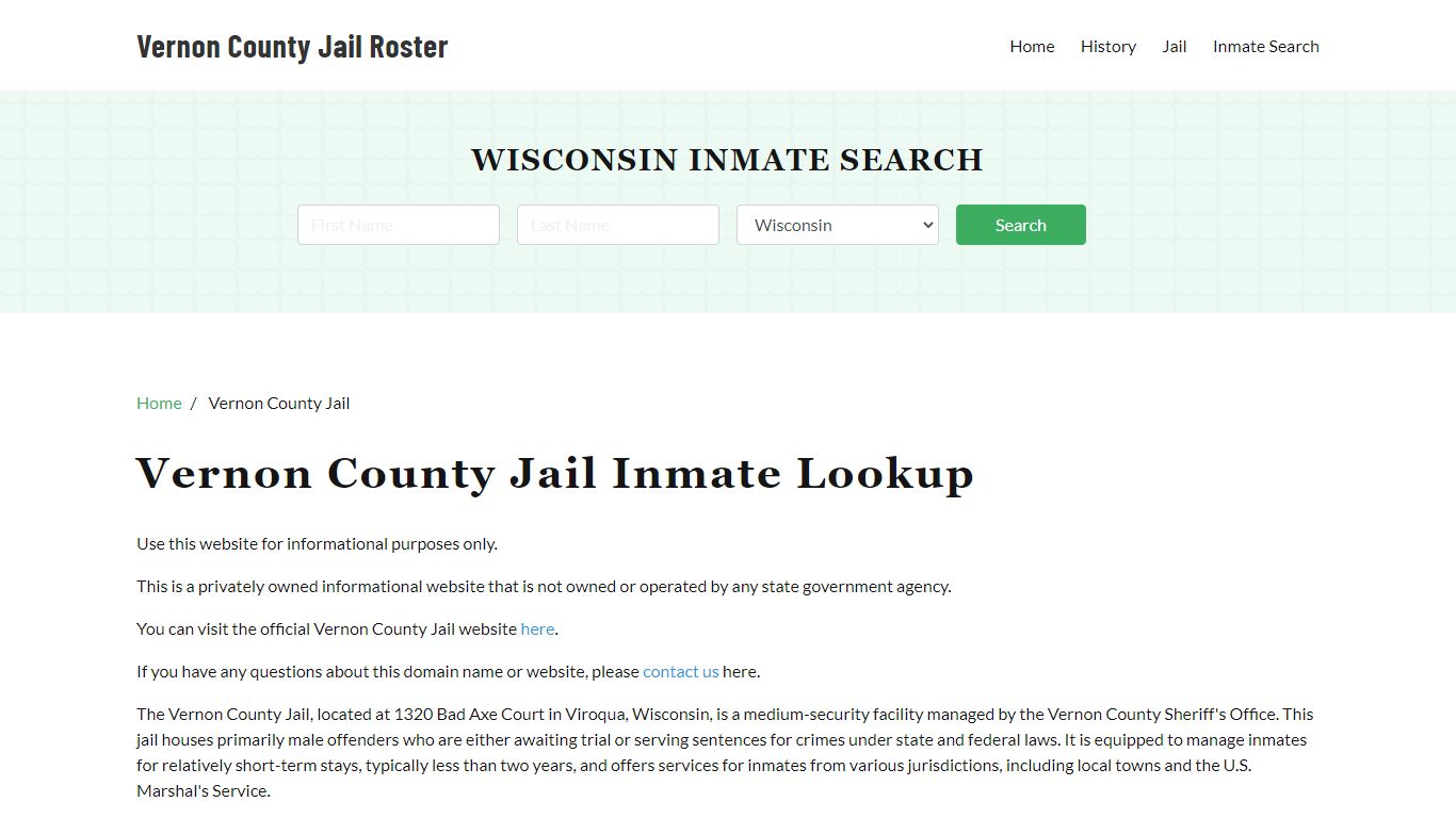 Vernon County Jail Inmate Lookup, WI, Arrest Warrants Search