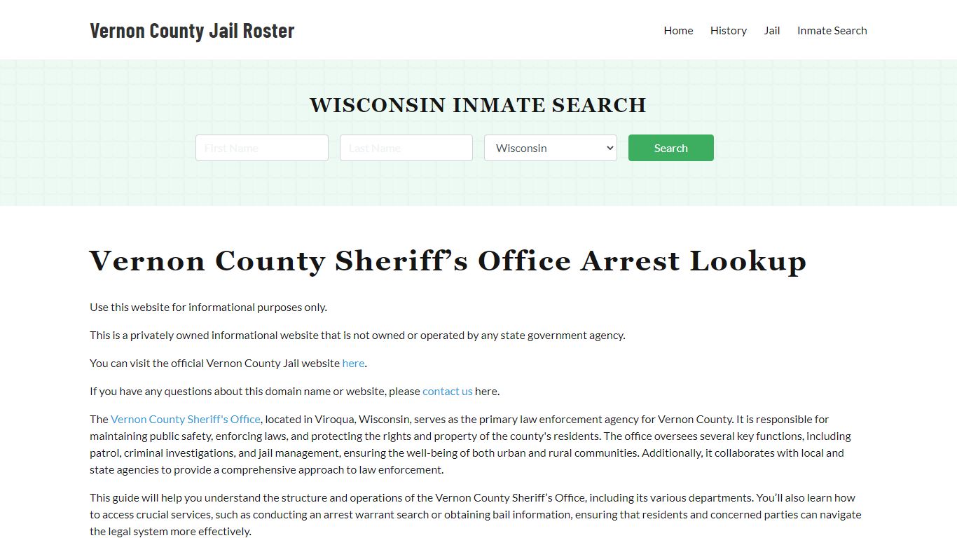 Vernon County Jail Roster Lookup, WI, Inmate Search