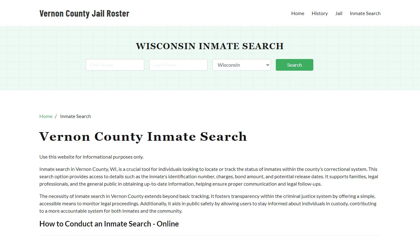 Vernon County, WI Detainee Lookup